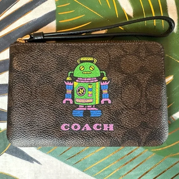 🤖 Cosmic Coach Robot Corner Zip Wristlet NWT - Picture 7 of 14